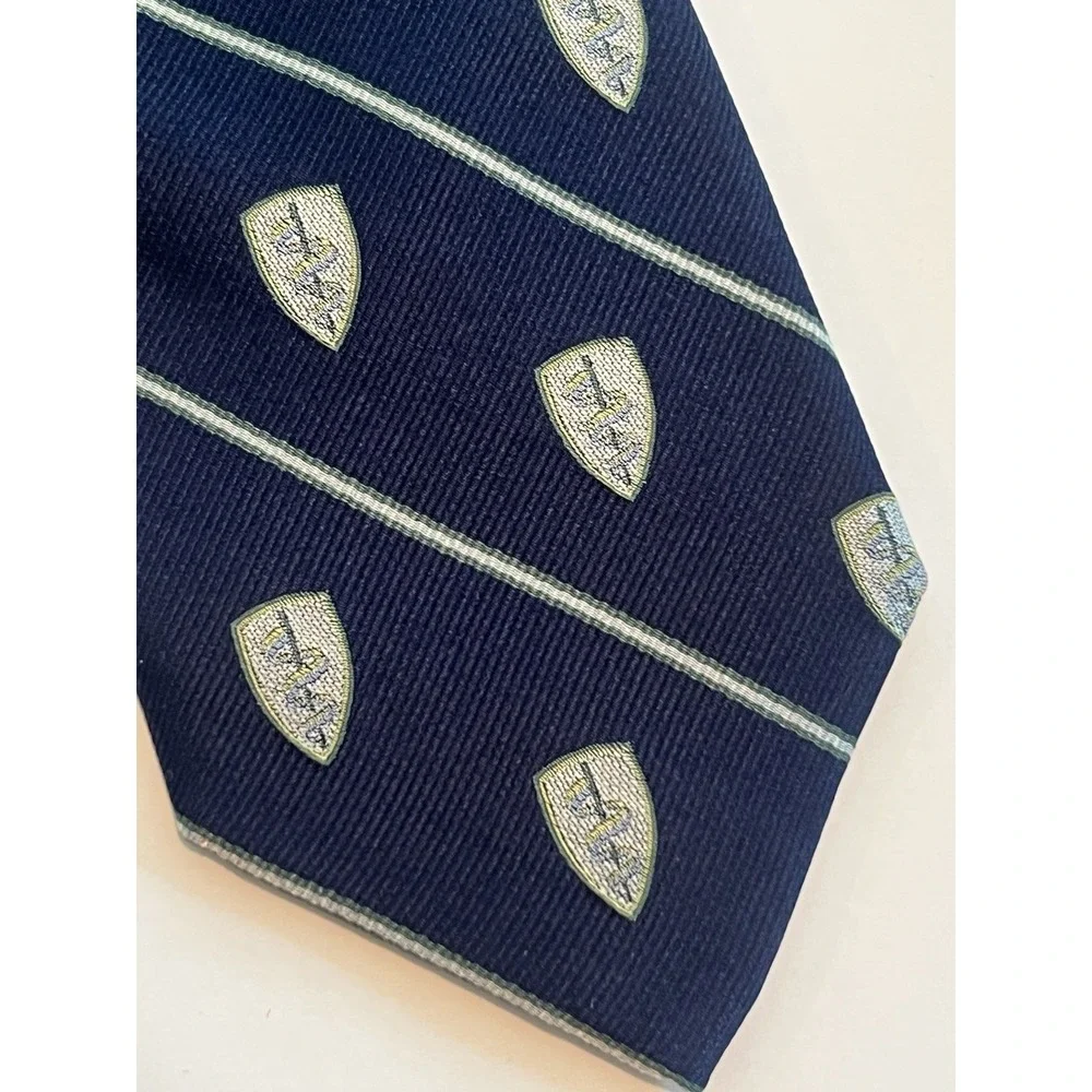 Rare Regal Rod of Asclepius Tie Navy Blue‎ Silver Silk Medical Doctor